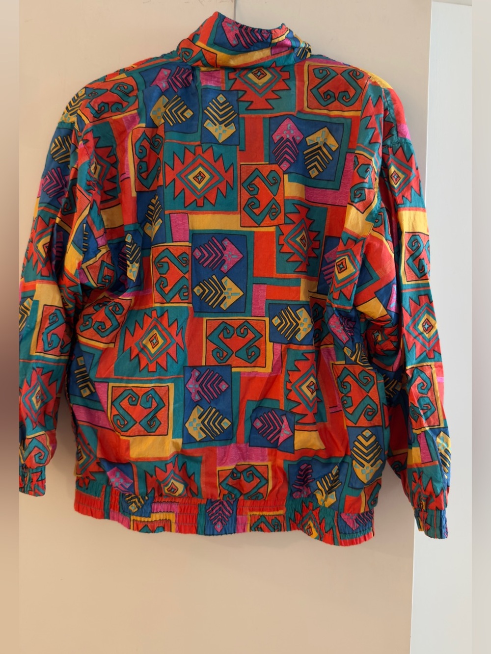 VINTAGE Multicolor Geometric Windbreaker Jacket by Sunterra - Picture 4 of 5